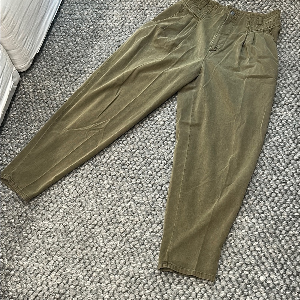 Airport Clothing Olive Green Paperbag Trouser Pant Size 13
